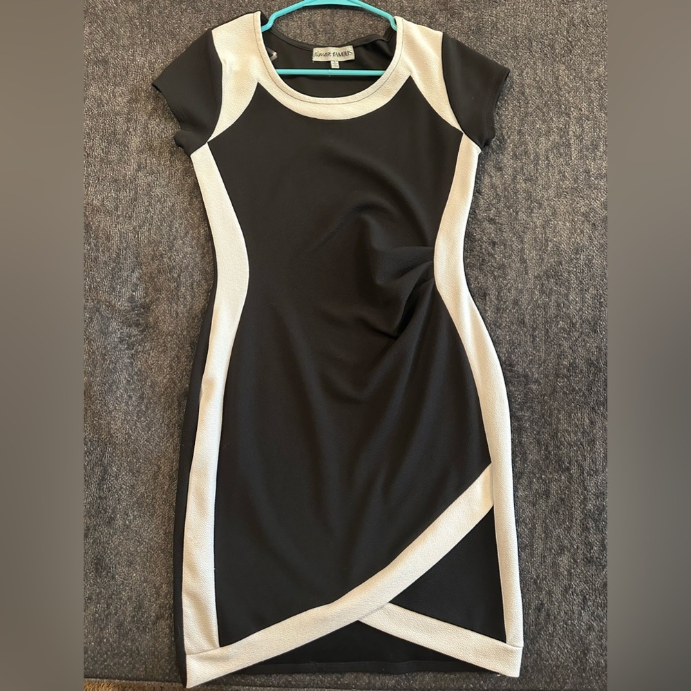 Almost Famous B&W Asymmetrical Bodycon Y2K Dress Size Juniors Large